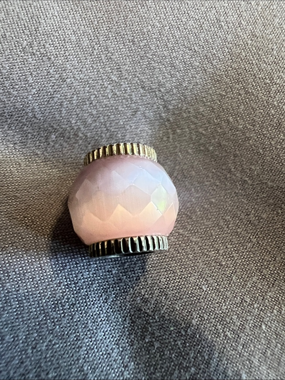 Brighton Soft Pink Faceted Glass Bead with Gold Caps